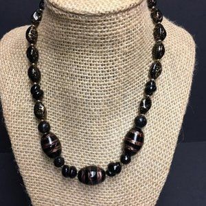 Retro Necklace Black Bronze Copper Swirl Gold Screw Sparkle Speckled